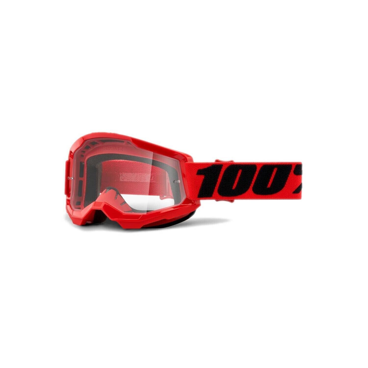 GOOGLE 100% STRATA 2 ROJO LENTE CLEAR