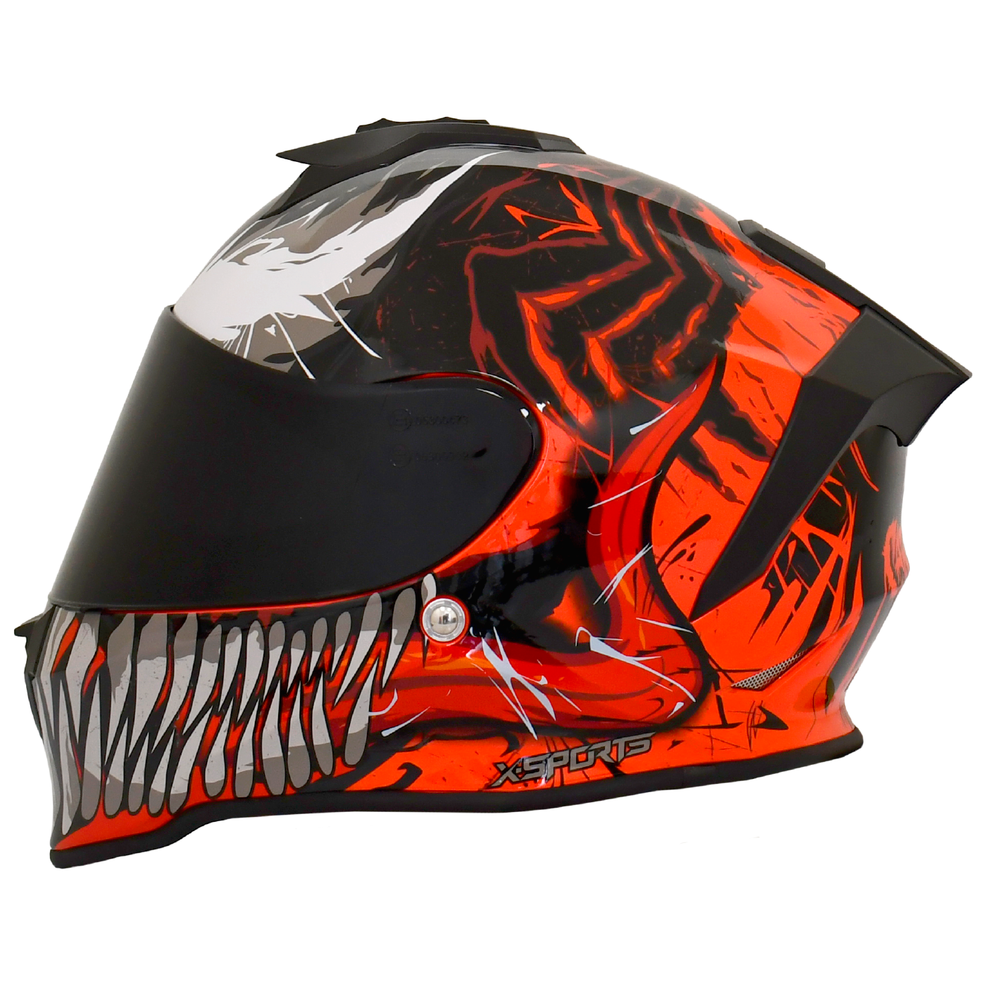 CASCO X-SPORTS V151 MARVEL  CARNAGE + INTERCOMUNICADOR VB + GUANTES BULLET