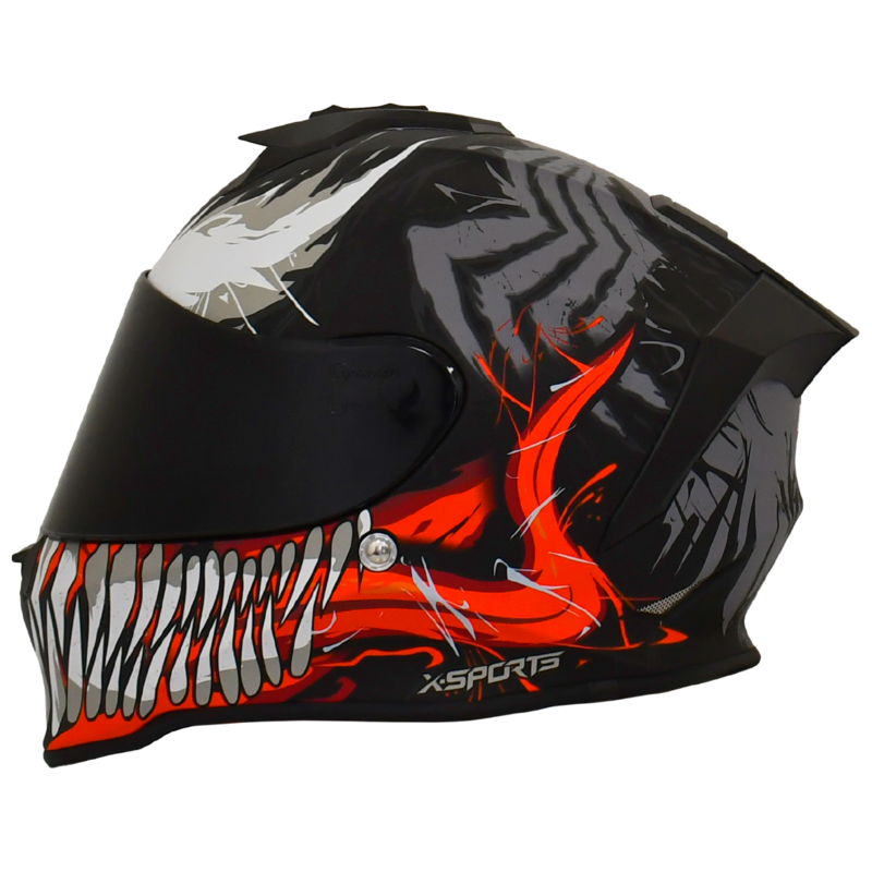 CASCO X-SPORTS V151 MARVEL  VENOM + INTERCOMUNICADOR VB + GUANTES BULLET