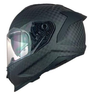 COMBO CASCO SMK TITAN CARBON NEGRO MATE + VISOR DE COLOR + INTERCOMUNICADOR SIN PANTALLA + PINLOCK + LUZ LED.