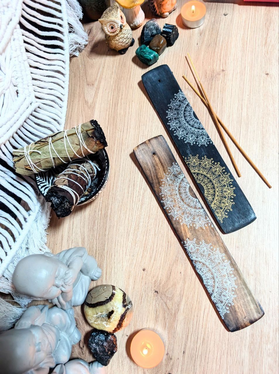 Porte encens | Mandala - bois de manguier