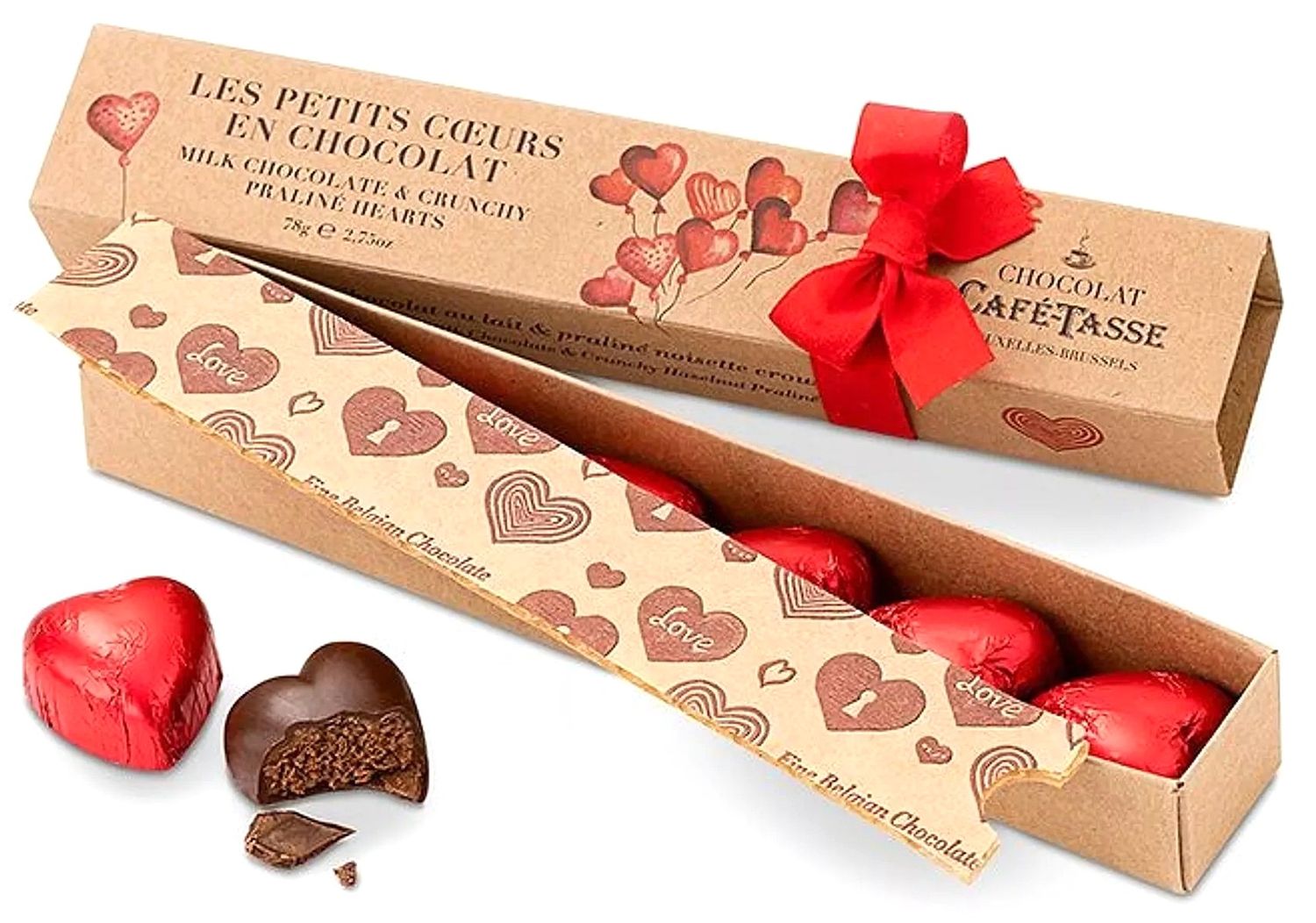 6 coeurs choco lait praliné noisettes croquantes