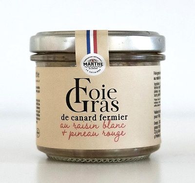Foie gras de canard fermier origine France, raisin et Pineau rouge - 90gr