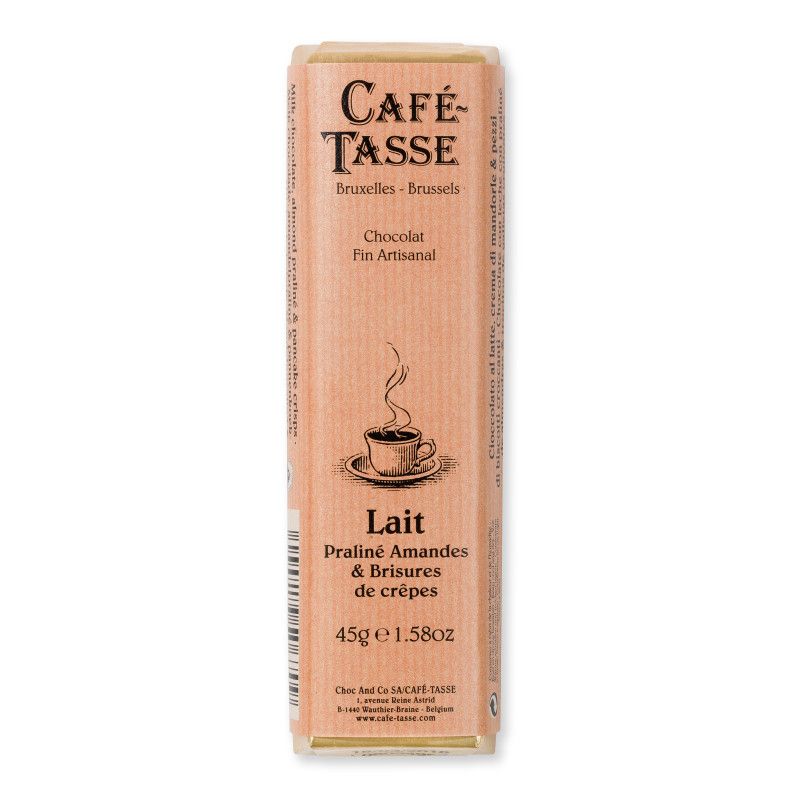 Chocolat au Lait fourré praliné-amandes et brisures de crêpes - 45g