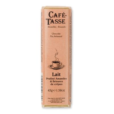 Chocolat au Lait fourré praliné-amandes et brisures de crêpes - 45g