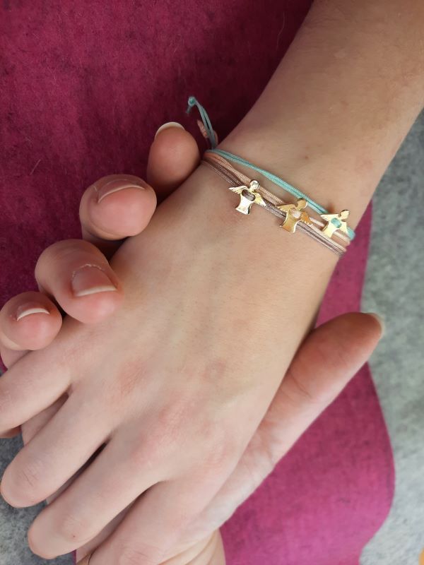 Armband NIMM DEINEN ENGEL AN DIE HAND 750 Gold, Polyesterband