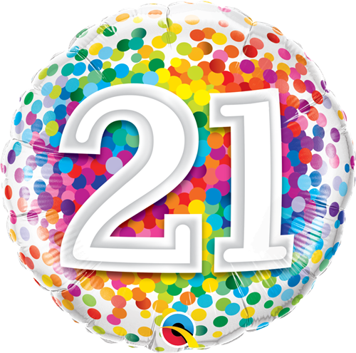 Happy 21st Birthday Rainbow Confetti