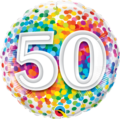 Happy 50th Birthday Rainbow Confetti