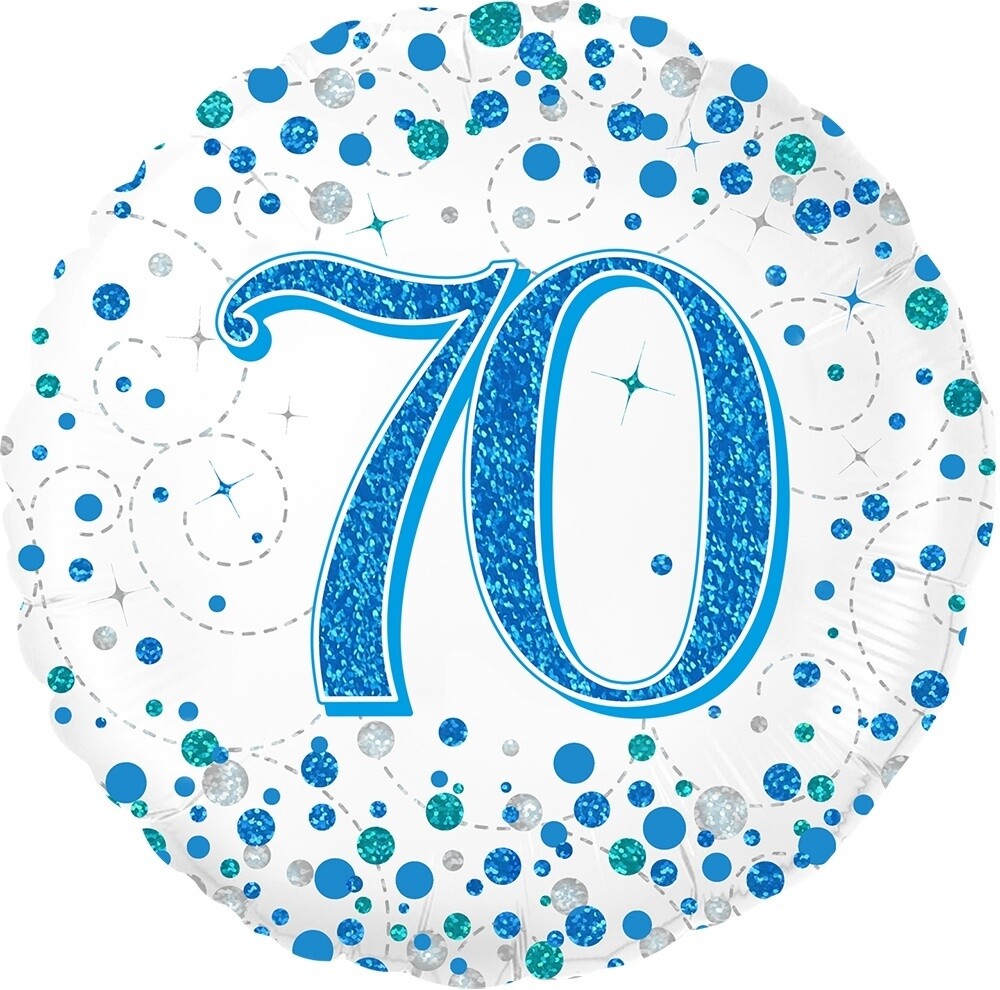 Happy 70th Birthday Blue Champagne Fizz