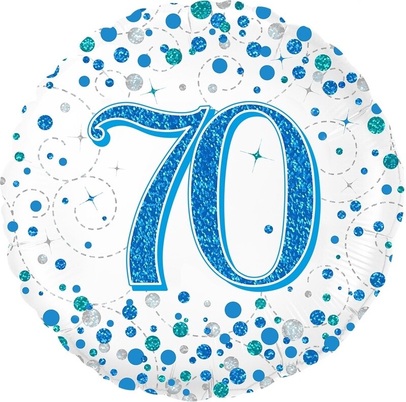 Happy 70th Birthday Blue Champagne Fizz