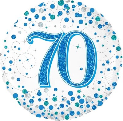 Happy 70th Birthday Blue Champagne Fizz