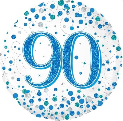 Happy 90th Birthday Blue Champagne Fizz
