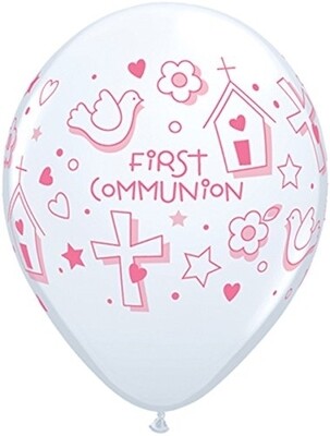 Communion Latex Balloons Pink #2
