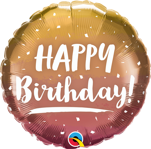 Happy Birthday -  Gold &amp; Rose Gold Ombre