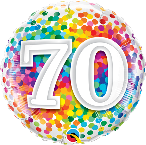 Happy 70th Birthday Rainbow Confetti