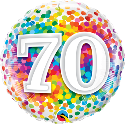 Happy 70th Birthday Rainbow Confetti