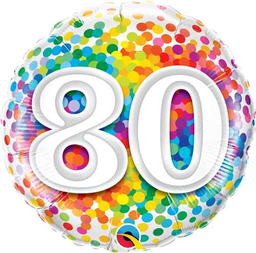 Happy 80th Birthday Rainbow Confetti