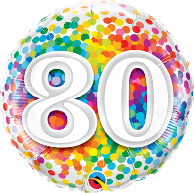 Happy 80th Birthday Rainbow Confetti