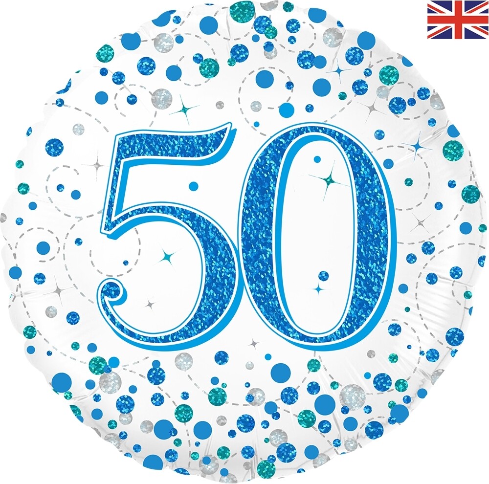 Happy 50th Birthday Blue Champagne Fizz