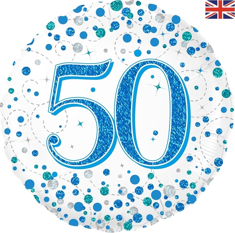 Happy 50th Birthday Blue Champagne Fizz