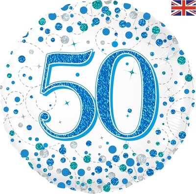 Happy 50th Birthday Blue Champagne Fizz