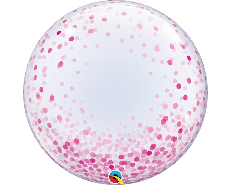 Pink confetti - Personalised 24&quot; bubble balloon