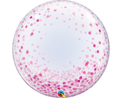 Pink confetti - Personalised 24&quot; bubble balloon