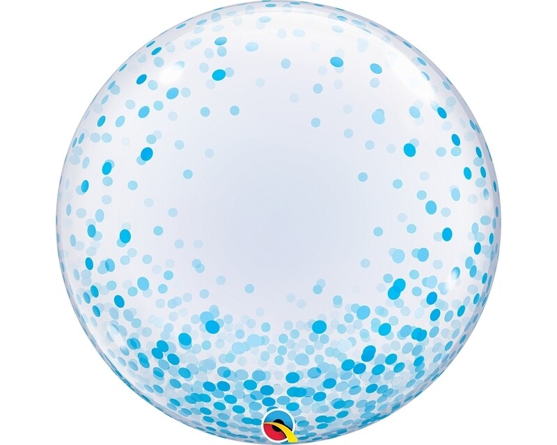 Blue confetti - Personalised 24&quot; bubble balloon