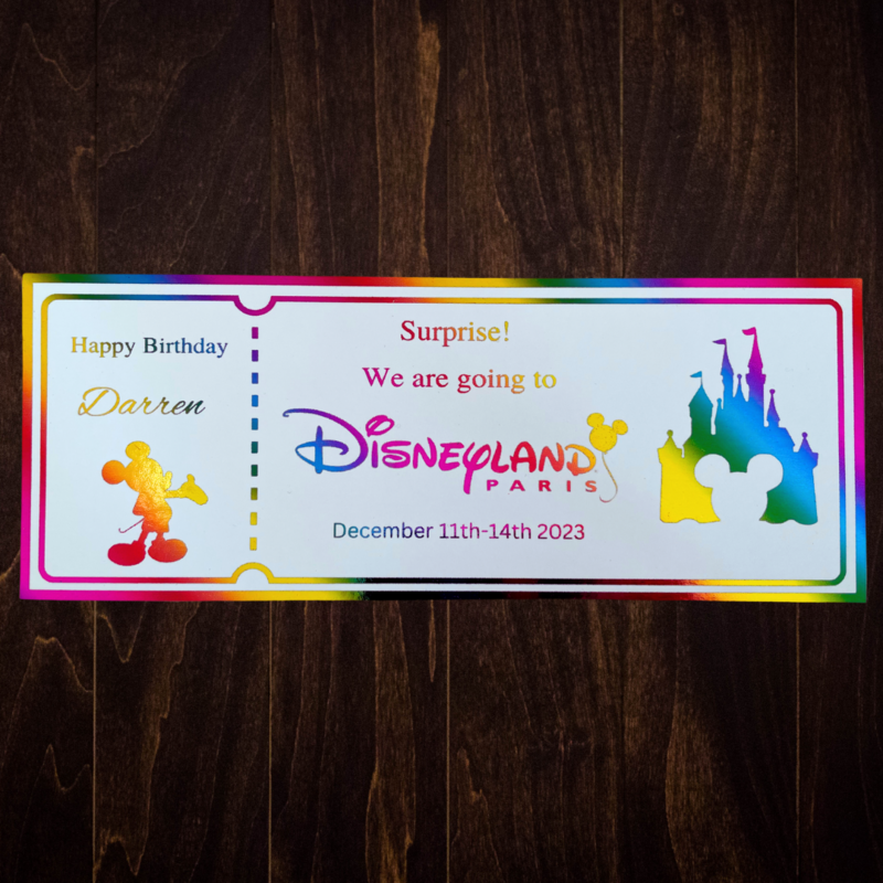 Disneyland trip - personalised ticket