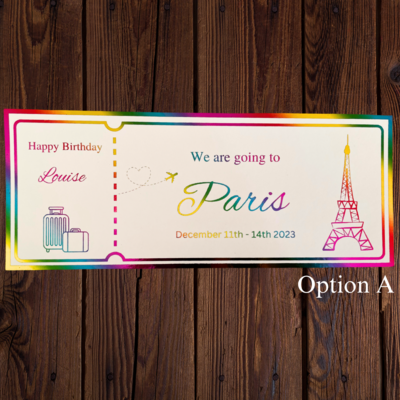 Holiday or Getaway - personalised ticket