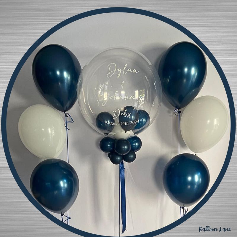 Personalised bubble balloon and matching balloon arrangements - Set E