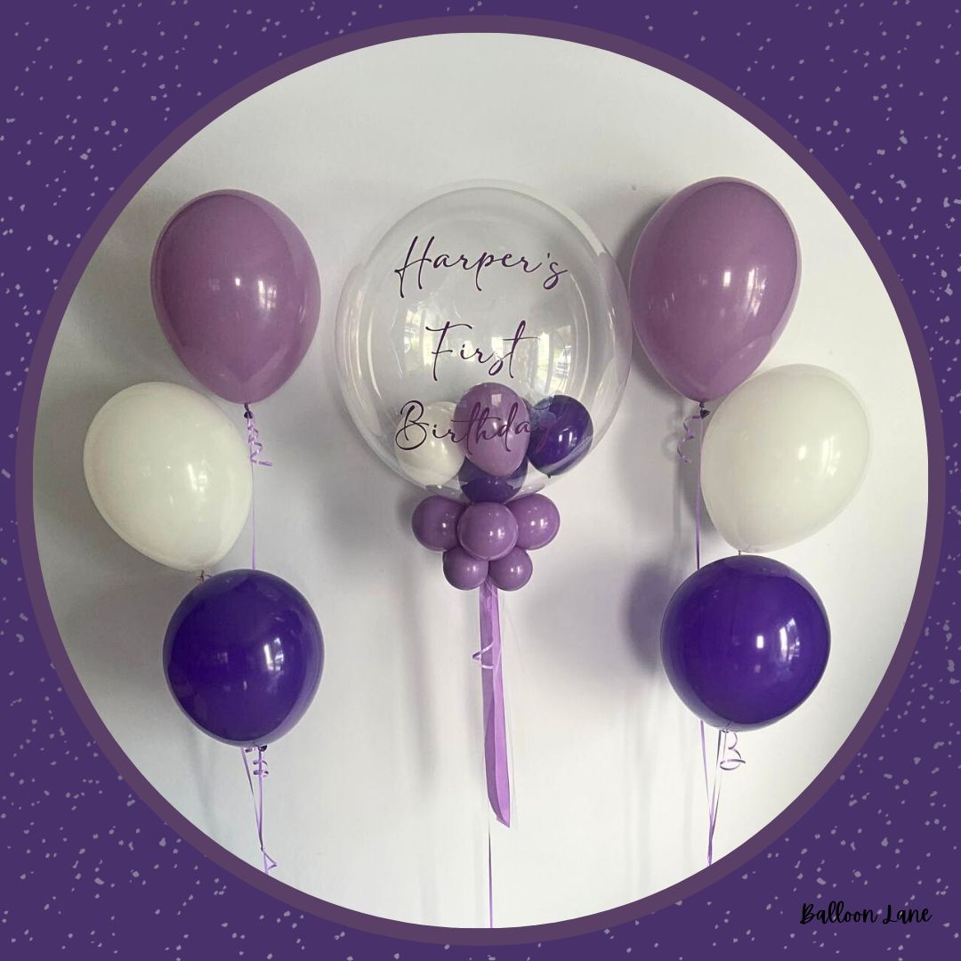 Personalised bubble balloon and matching balloon arrangements - Set M
