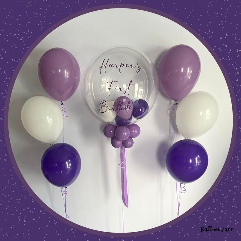 Personalised bubble balloon and matching balloon arrangements - Set M