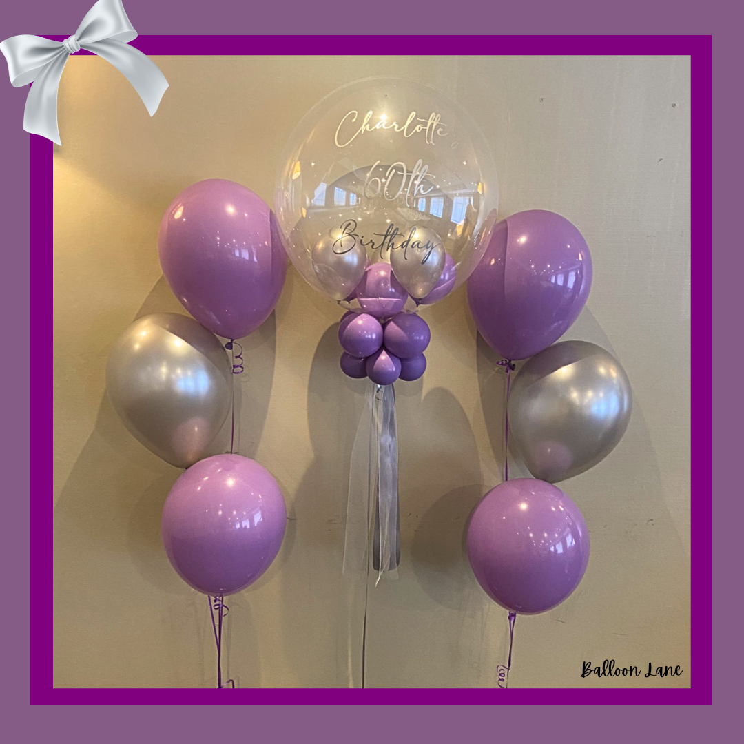 Personalised bubble balloon and matching balloon arrangements - Set K