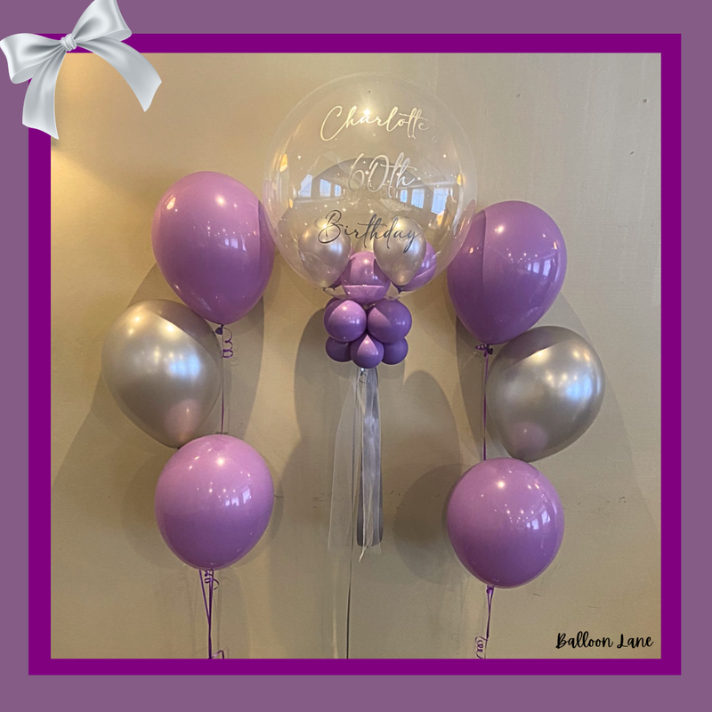 Personalised bubble balloon and matching balloon arrangements - Set K