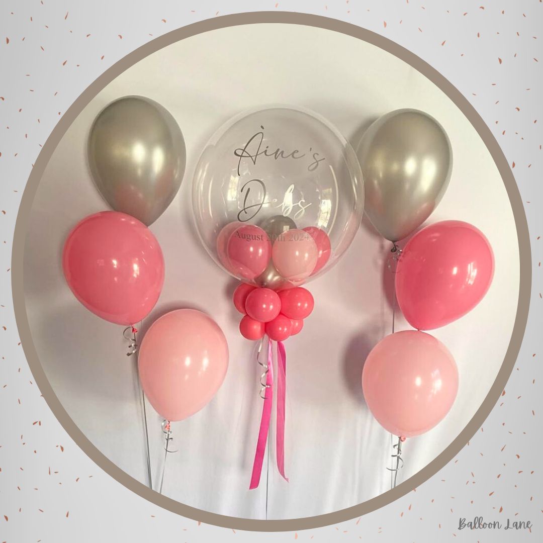 Personalised bubble balloon and matching balloon arrangements - Set H