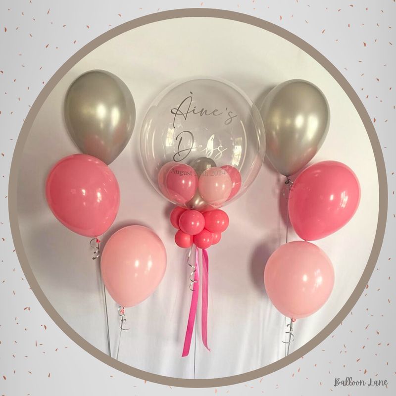 Personalised bubble balloon and matching balloon arrangements - Set H