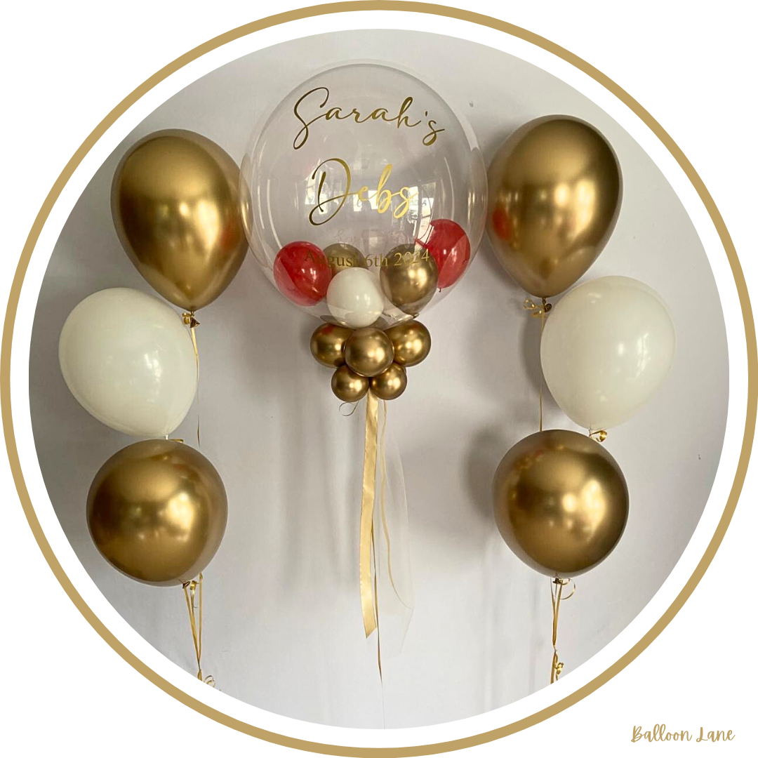 Personalised bubble balloon and matching balloon arrangements - Set J