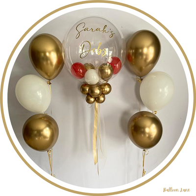 Personalised bubble balloon and matching balloon arrangements - Set J
