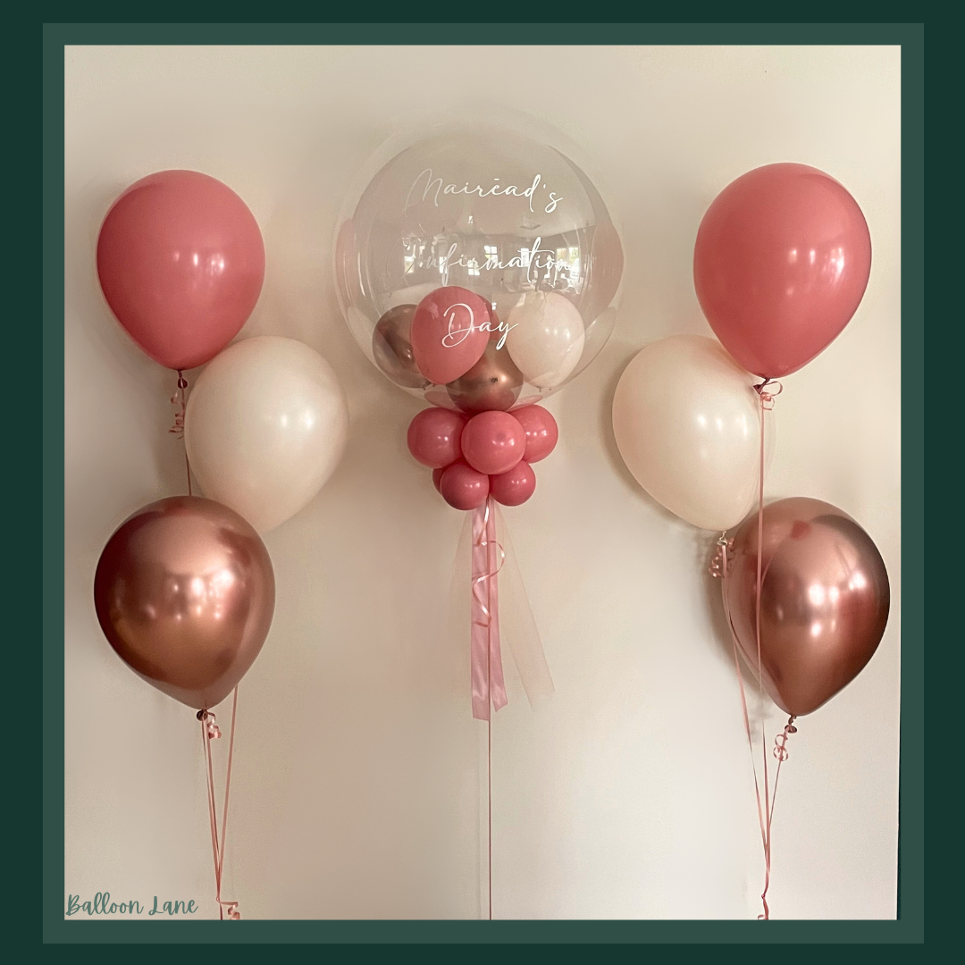 Personalised bubble balloon and matching balloon arrangements - Set C