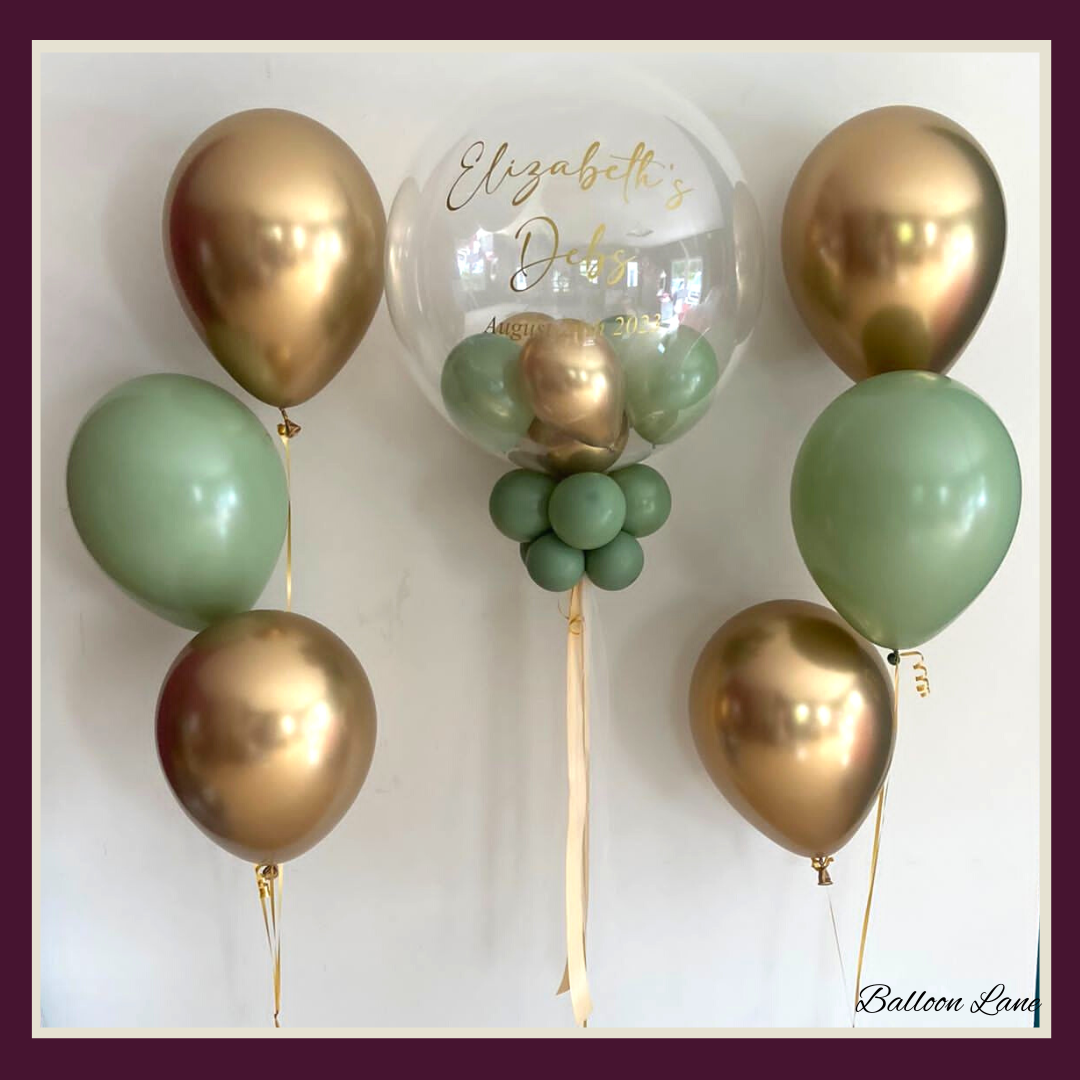 Personalised bubble balloon and matching balloon arrangements - Set L
