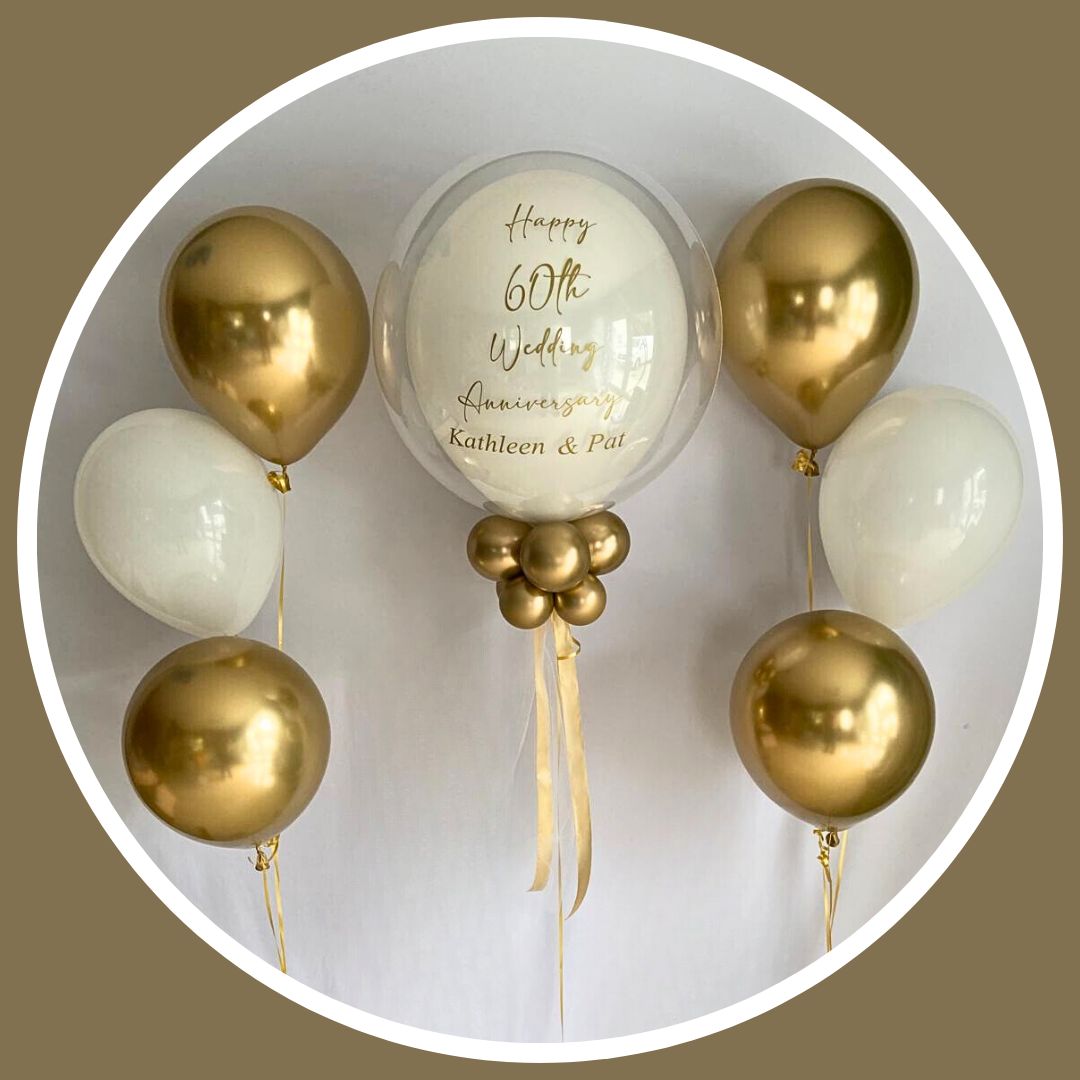 Personalised bubble balloon and matching balloon arrangements - Set O