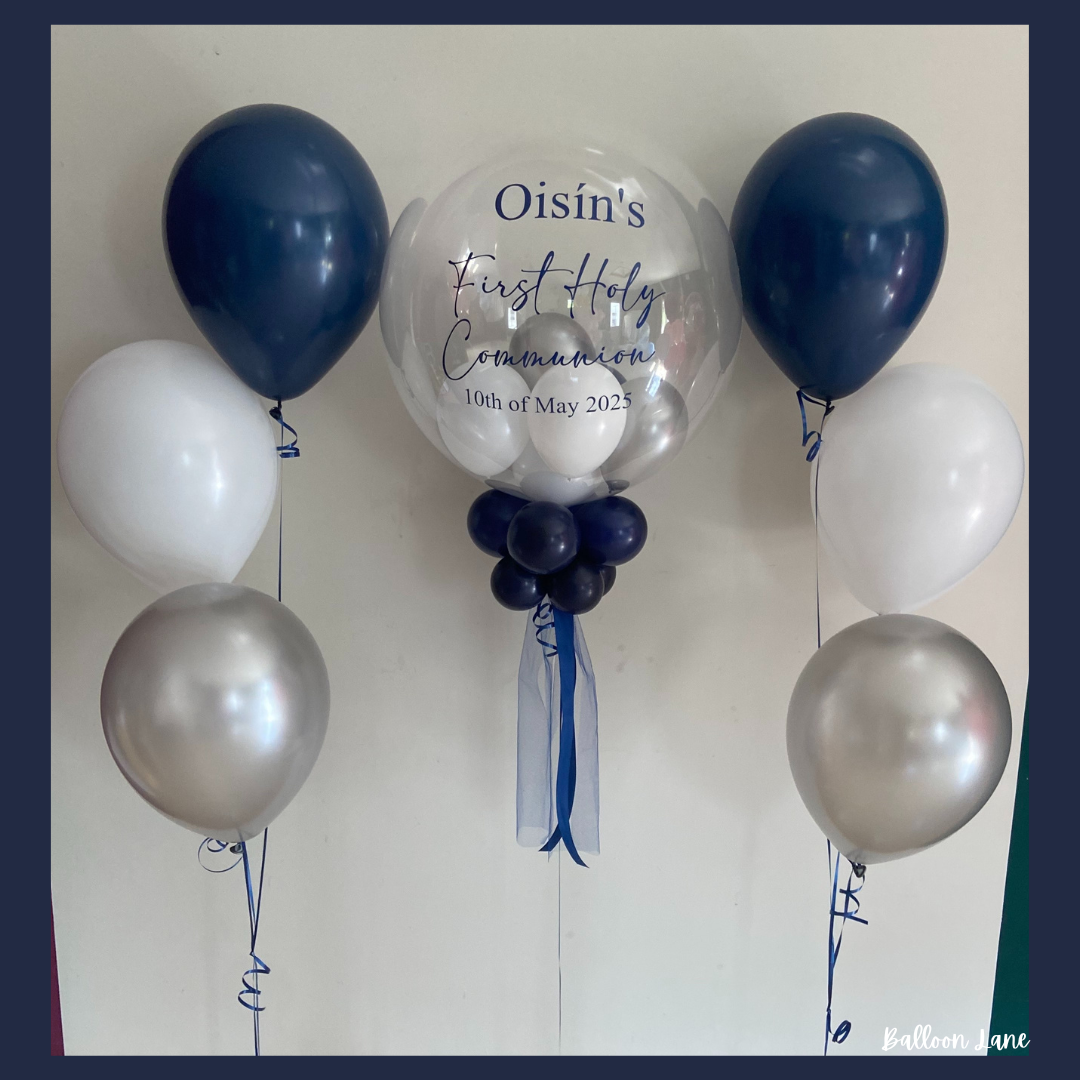 Personalised bubble balloon and matching balloon arrangements - Set U