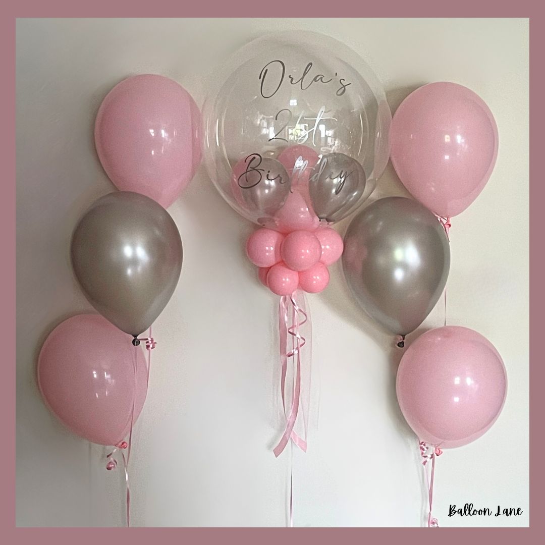 Personalised bubble balloon and matching balloon arrangements - Set P