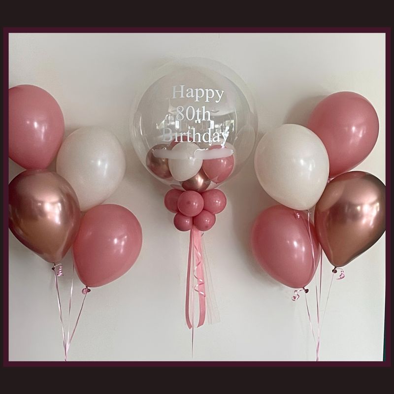 Personalised bubble balloon and matching balloon arrangements - Set W