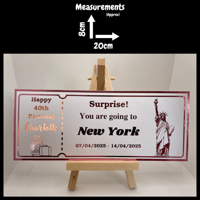 Holiday or Getaway - personalised ticket