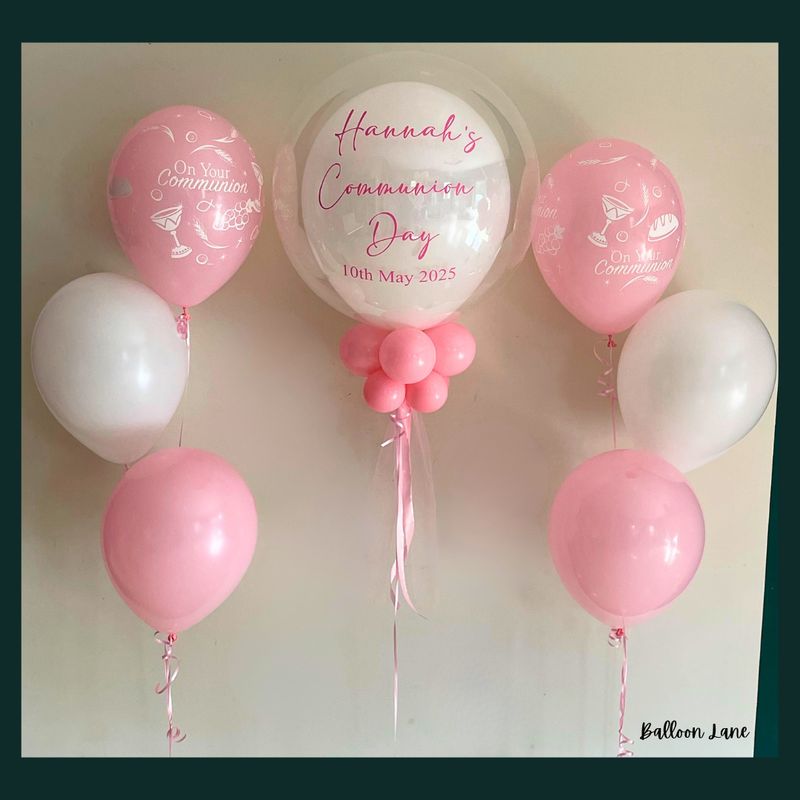 Personalised bubble balloon and matching balloon arrangements - Set R