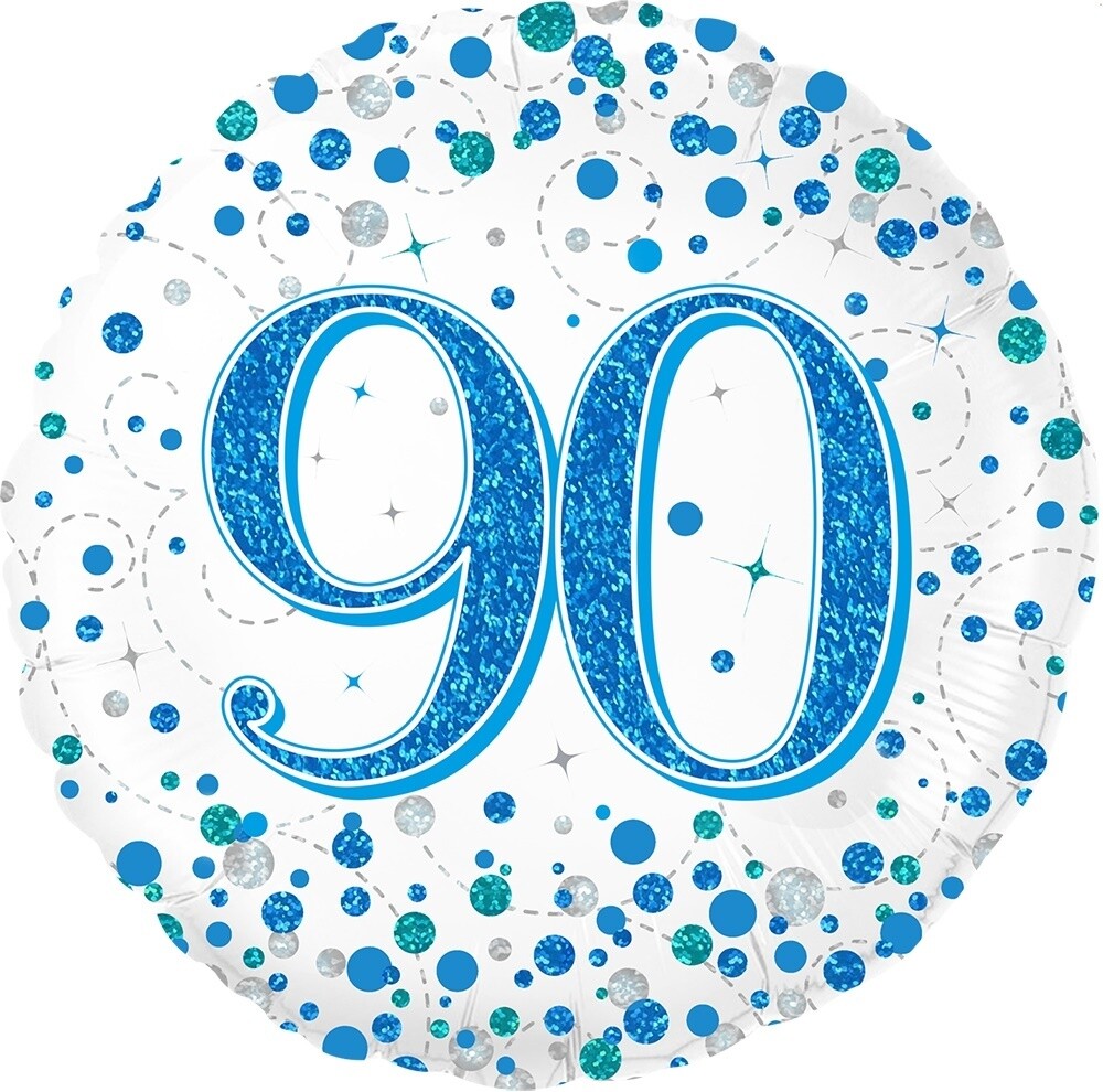 Happy 90th Birthday Blue Champagne Fizz