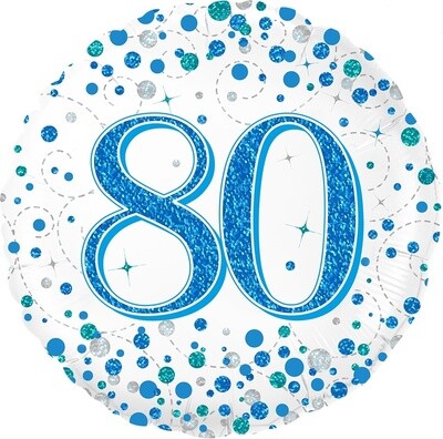 Happy 80th Birthday Blue Champagne Fizz