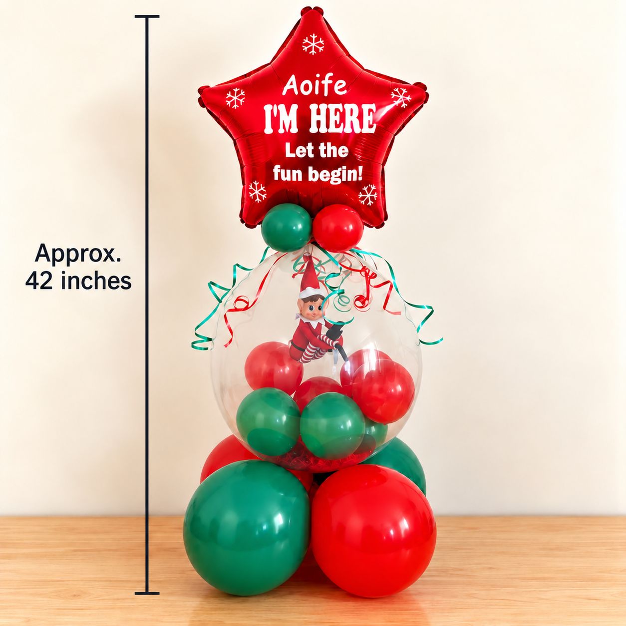 Red Personalised Stuffed Elf Balloon - Please Read Full Description